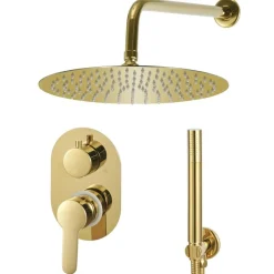 vidaXL Sistema de ducha acero inoxidable 201 Dorado New