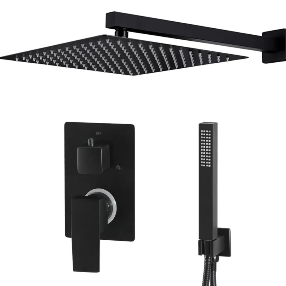 vidaXL Sistema de ducha acero inoxidable 201 Negro Best