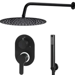 vidaXL Sistema de ducha acero inoxidable 201 Negro Outlet