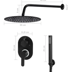 vidaXL Sistema de ducha acero inoxidable 201 Negro Outlet