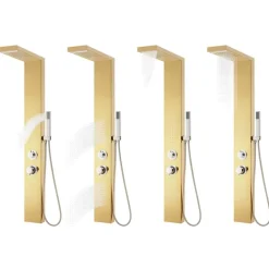 vidaXL Fontanería-Sistema de panel de ducha acero inoxidable 201 dorado