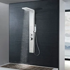 vidaXL Sistema de panel de ducha acero inoxidable cuadrado Plateado