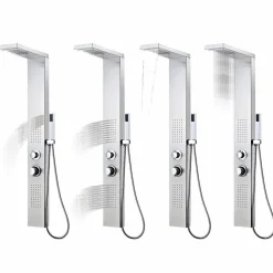 vidaXL Sistema de panel de ducha acero inoxidable cuadrado Plateado