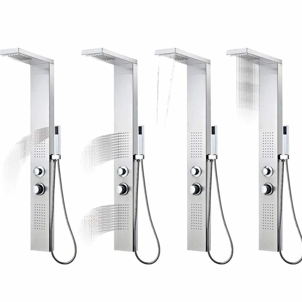 vidaXL Sistema de panel de ducha acero inoxidable cuadrado Plateado