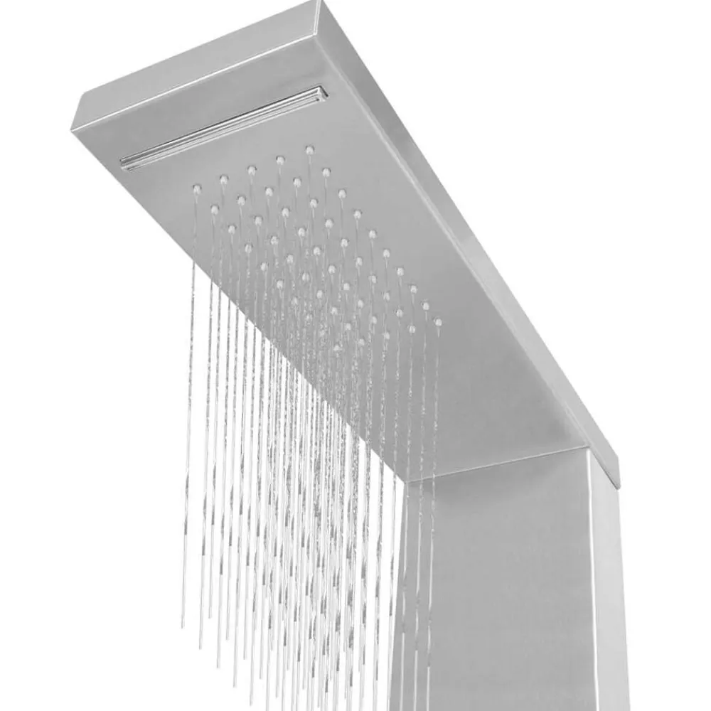vidaXL Sistema de panel de ducha acero inoxidable cuadrado Plateado
