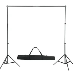 vidaXL Sistema de soporte de telón fondo fotográfico 600x300 cm Negro Outlet
