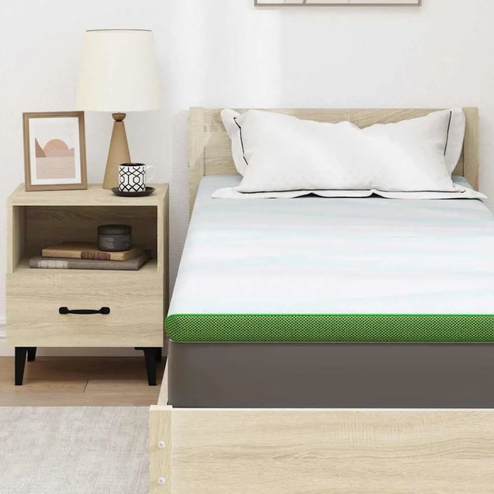 vidaXL Sobrecolchón y verde 70 x 200 cm Tela jacquard Online