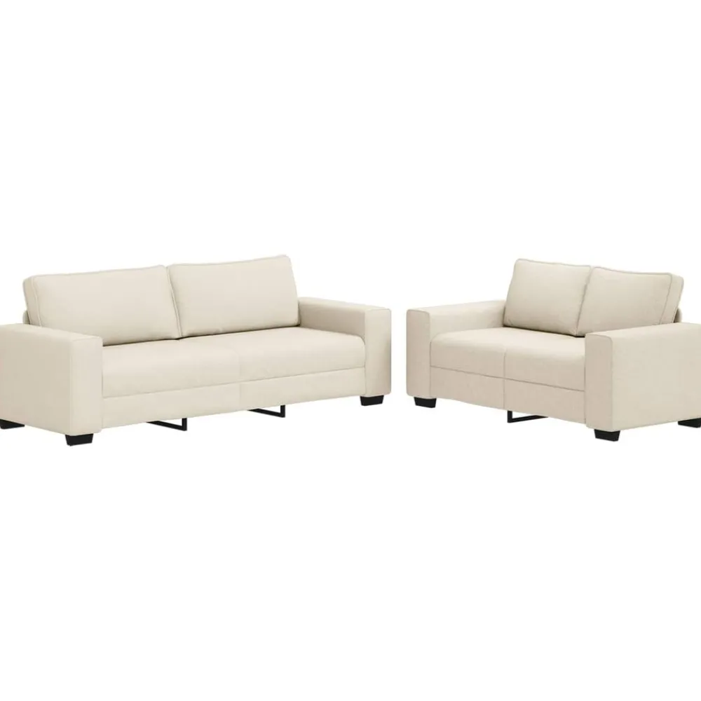 vidaXL Sofá 2 pcs Beige 221 x 80 x 82 cm Tejido mezcla de lino