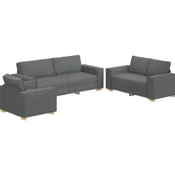 vidaXL Sofá 3 pcs 220 x 80 x 84 cm Tejido mezcla de lino Gris oscuro Hot