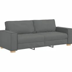 vidaXL Sofá 3 pcs 220 x 80 x 84 cm Tejido mezcla de lino Gris oscuro Hot