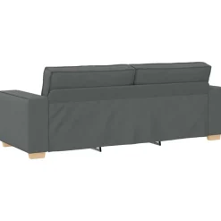 vidaXL Sofá 3 pcs 220 x 80 x 84 cm Tejido mezcla de lino Gris oscuro Hot