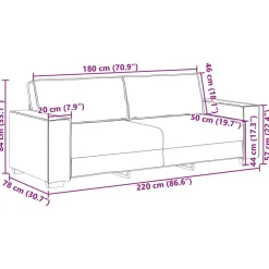 vidaXL Sofás-Sofá 3 pcs Marrón 220 x 80 x 84 cm Tejido mezcla de lino