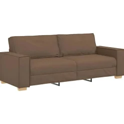 vidaXL Sofás-Sofá 3 pcs Marrón 220 x 80 x 84 cm Tejido mezcla de lino