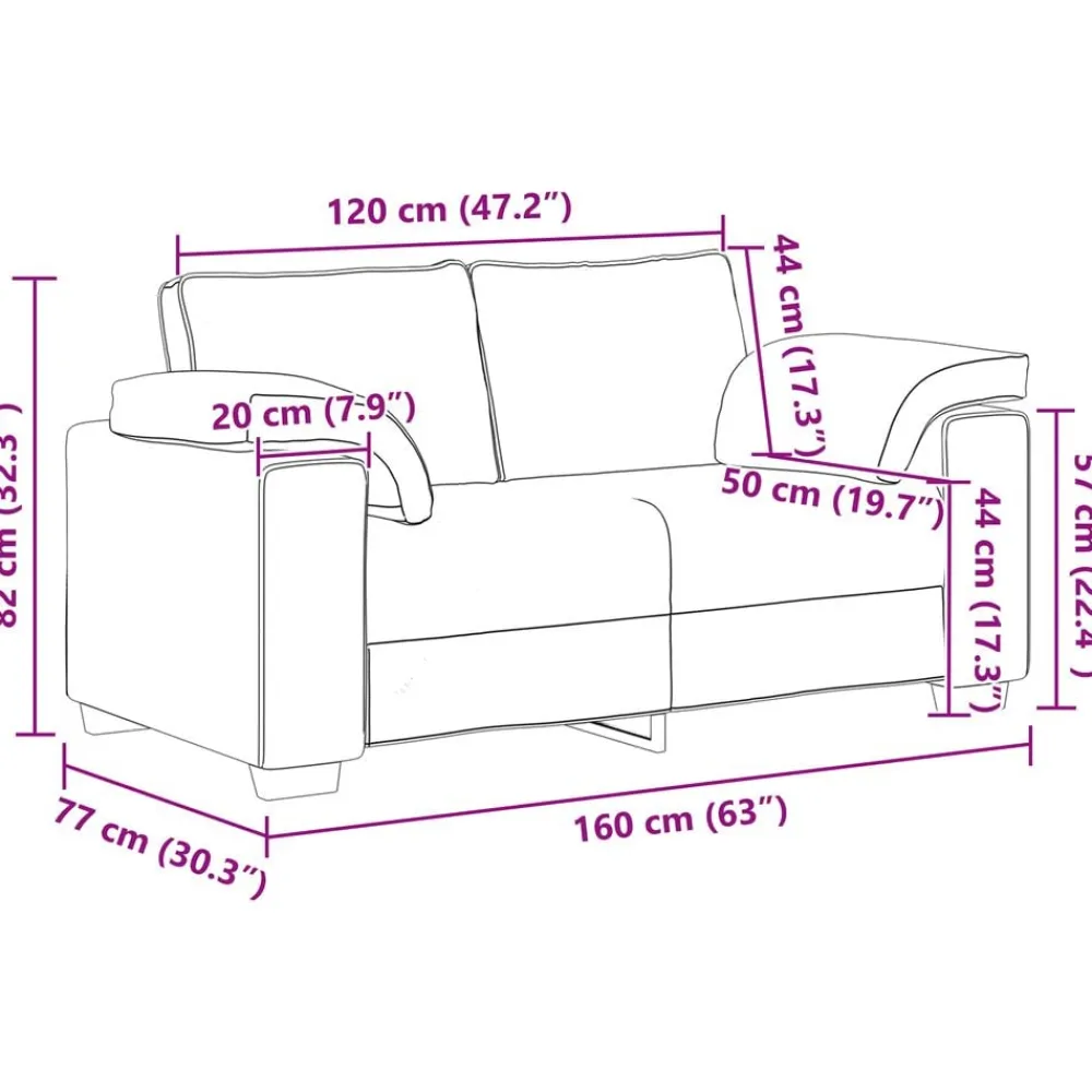 vidaXL Sofá 2 pcs 219 x 80 x 82 cm tela Negro