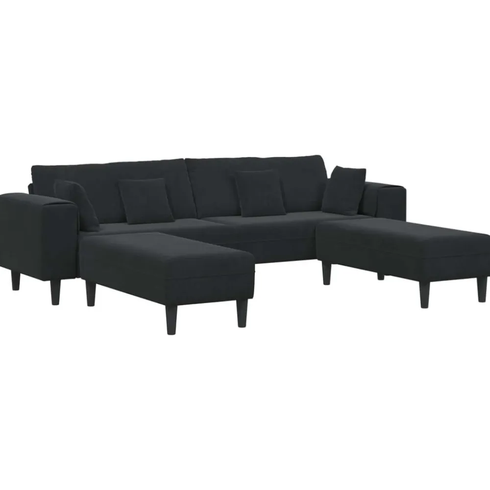 vidaXL Sofá 3 pcs 250 x 188 x 76 cm Terciopelo Negro Best
