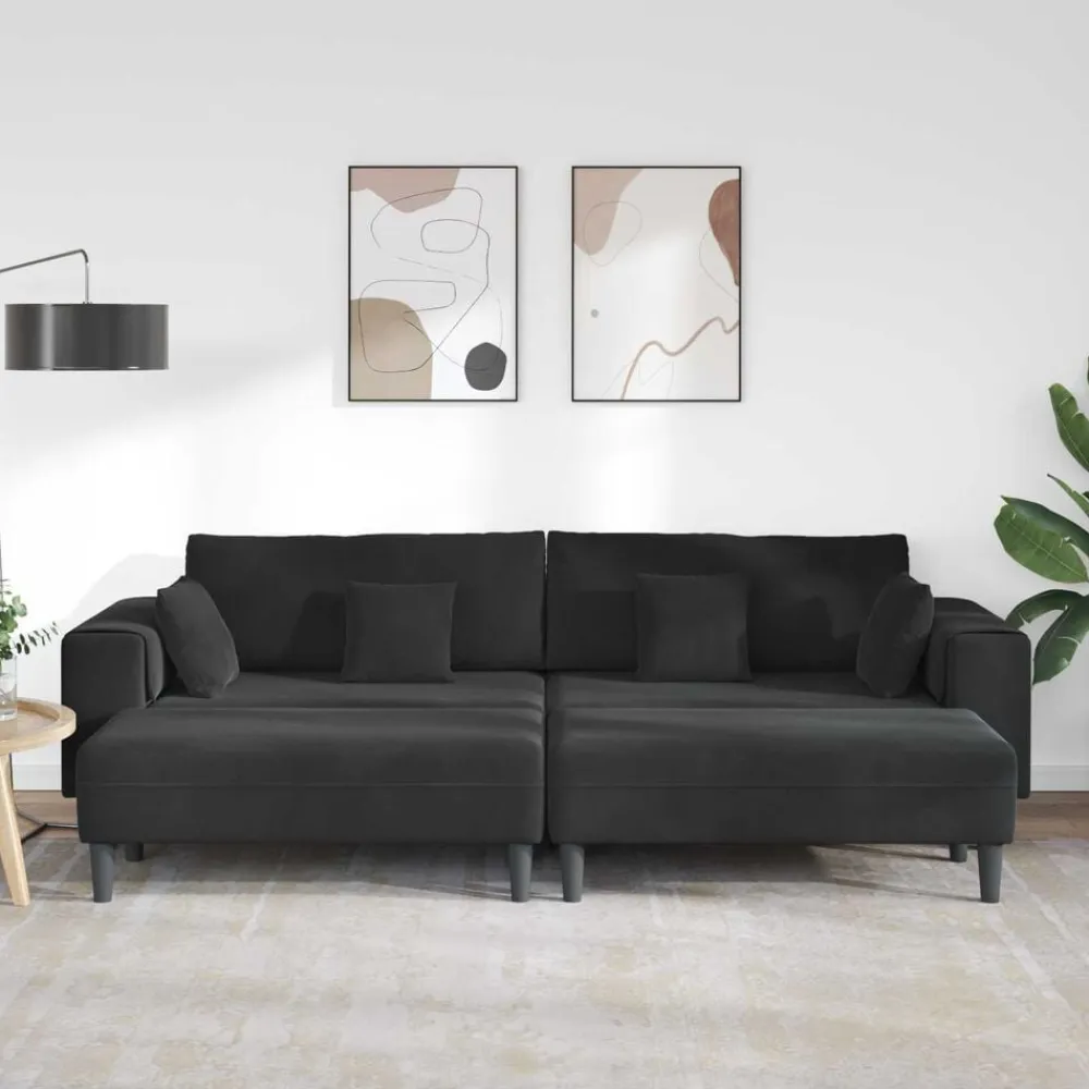 vidaXL Sofá 3 pcs 250 x 188 x 76 cm Terciopelo Negro Best