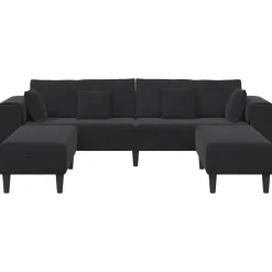 vidaXL Sofá 3 pcs 250 x 188 x 76 cm Terciopelo Negro Best