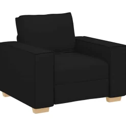 vidaXL Sofá 3 pcs 220 x 80 x 84 cm Tejido mezcla de lino Negro Discount