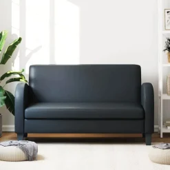 vidaXL Sofá 2 plazas cuero artificial negro Discount