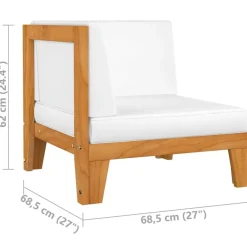 vidaXL Sofá 2 plazas y cojines blanco madera maciza de acacia Crema