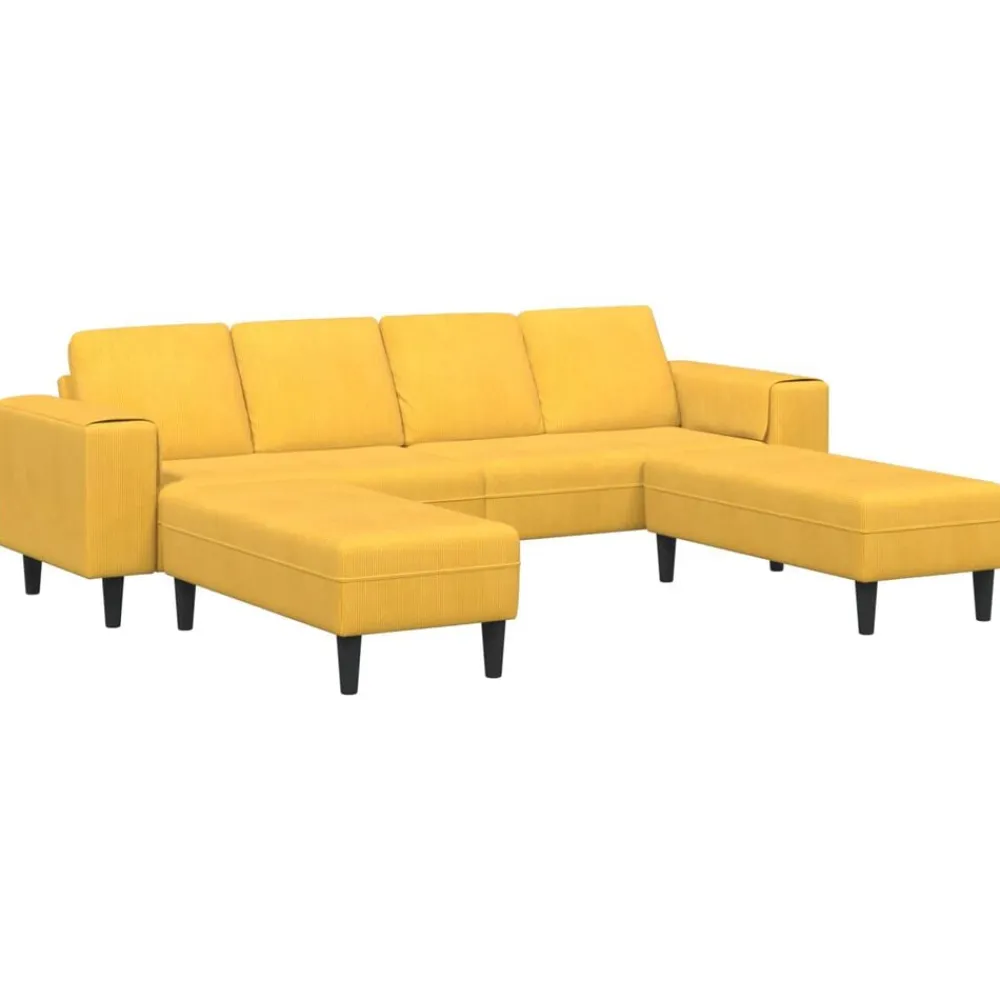vidaXL Sofá 250 x 188 x 76 cm Tela de Pana Amarillo claro Clearance