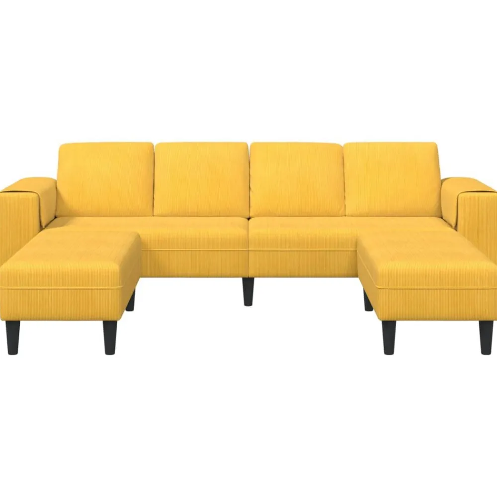 vidaXL Sofá 250 x 188 x 76 cm Tela de Pana Amarillo claro Clearance