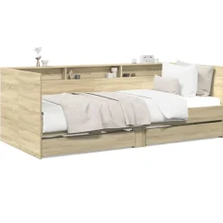 vidaXL Sofá cama con cajones sin colchón 100x200 cm Roble Sonoma Sale