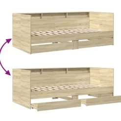 vidaXL Sofá cama con cajones sin colchón 100x200 cm Roble Sonoma Sale