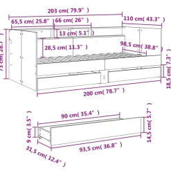 vidaXL Sofá cama con cajones sin colchón 100x200 cm Roble Sonoma Sale