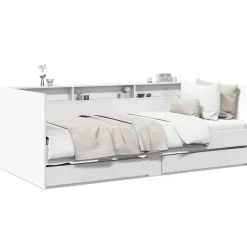 vidaXL Sofá cama con cajones sin colchón 100x200 cm Blanco Sale
