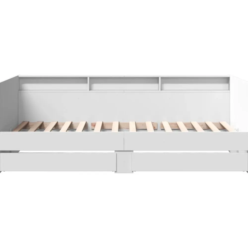 vidaXL Sofá cama con cajones sin colchón 100x200 cm Blanco Sale