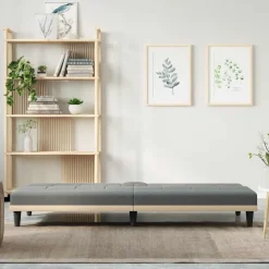 vidaXL Sofás-Sofá cama con portavasos tela