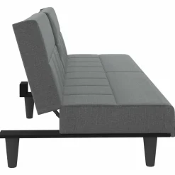 vidaXL Sofás-Sofá cama con portavasos tela