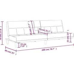 vidaXL Sofá cama con portavasos tela claro Amarillo New