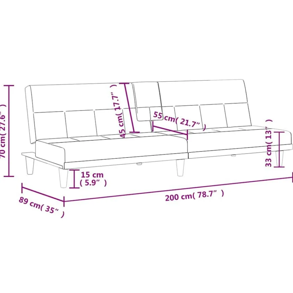 vidaXL Sofá cama con portavasos tela claro Amarillo New
