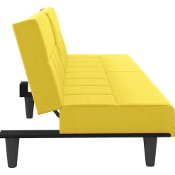 vidaXL Sofá cama con portavasos tela claro Amarillo New