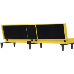 vidaXL Sofá cama con portavasos tela claro Amarillo New