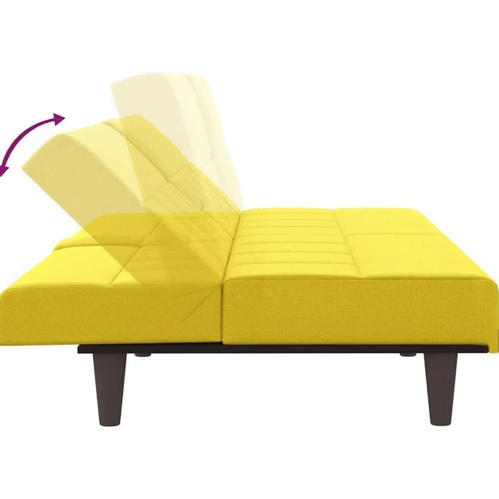 vidaXL Sofá cama con portavasos tela claro Amarillo New