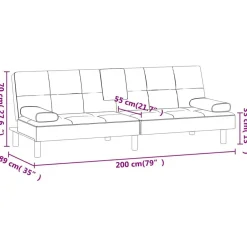 vidaXL Sofás-Sofá cama con portavasos cuero sintético rojo tinto