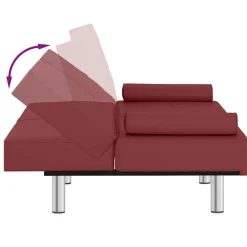 vidaXL Sofás-Sofá cama con portavasos cuero sintético rojo tinto