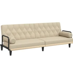 vidaXL Sofá cama con reposabrazos tela color Crema Online