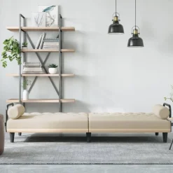vidaXL Sofá cama con reposabrazos tela color Crema Online