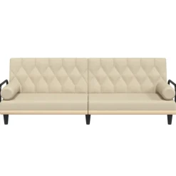 vidaXL Sofá cama con reposabrazos tela color Crema Online