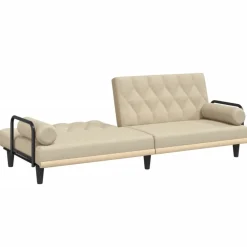 vidaXL Sofá cama con reposabrazos tela color Crema Online