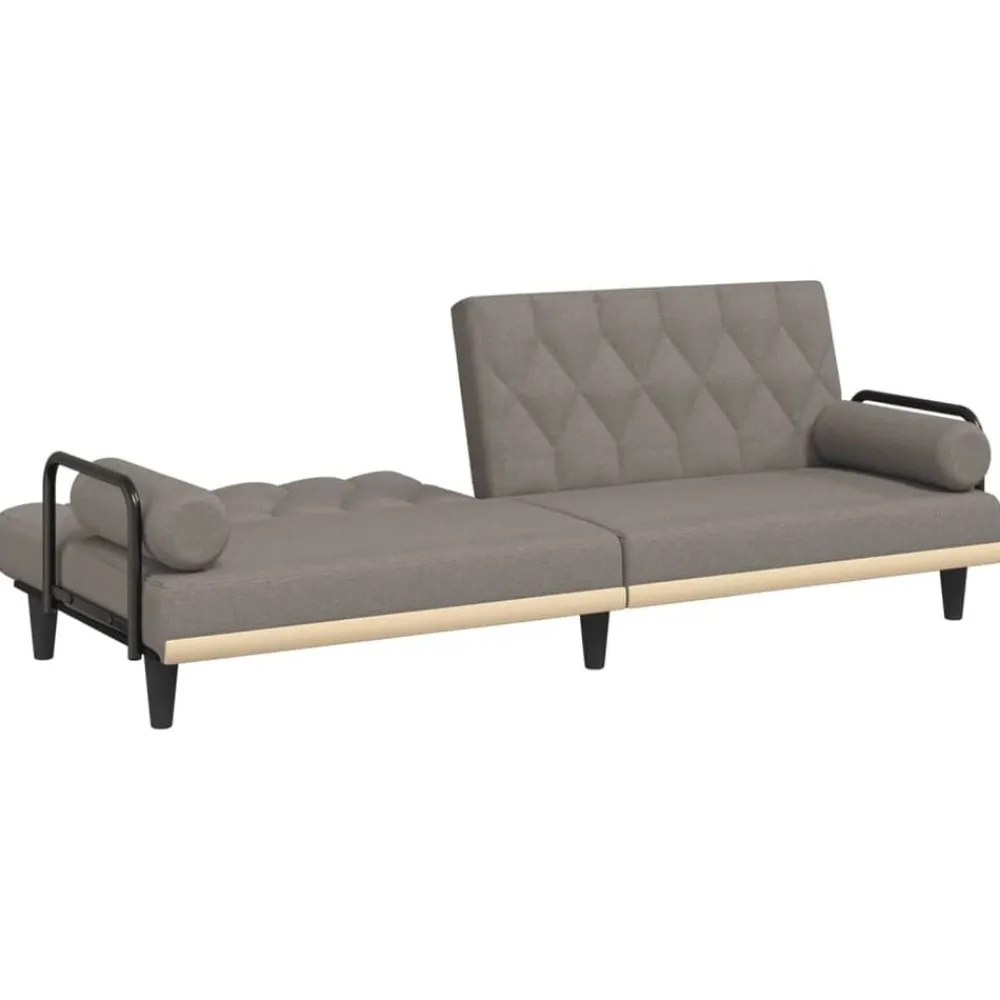 vidaXL Sofá cama con reposabrazos tela gris taupe Taupé Outlet