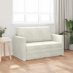 vidaXL Sofá cama 124 x 71 x 78 cm Terciopelo Crema Clearance