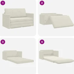 vidaXL Sofá cama 124 x 71 x 78 cm Terciopelo Crema Clearance