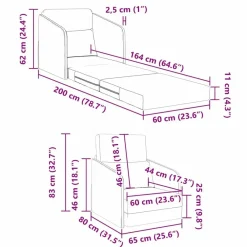 vidaXL Sofás-Sofá cama 65 x 80 x 83 cm Terciopelo