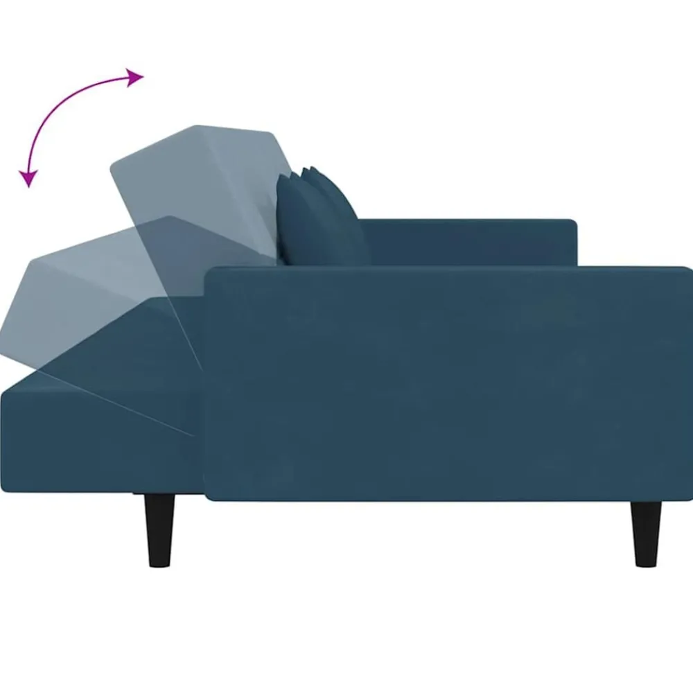 vidaXL Sofás-Sofá cama de 2 plazas con dos almohadas terciopelo