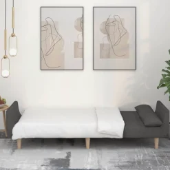 vidaXL Sofá cama de 2 plazas con dos almohadas tela Gris oscuro